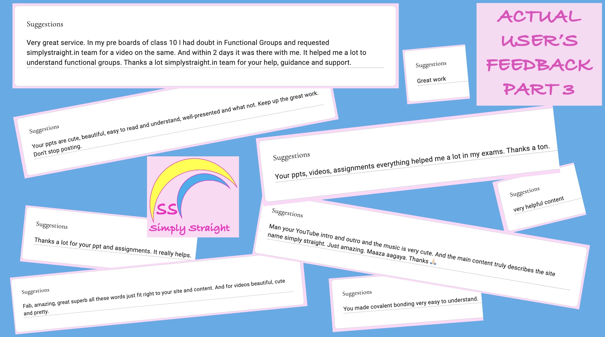 Actual user's feedback responses part 3